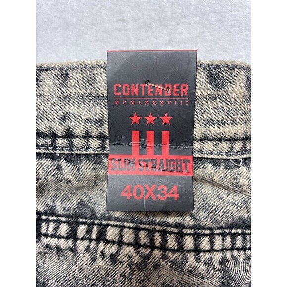 Contender Premium Men's Slim Straight Leg Patched Distressed Jeans Size 40x34 - Picture 5 of 15